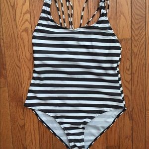 Black and white one piece suit